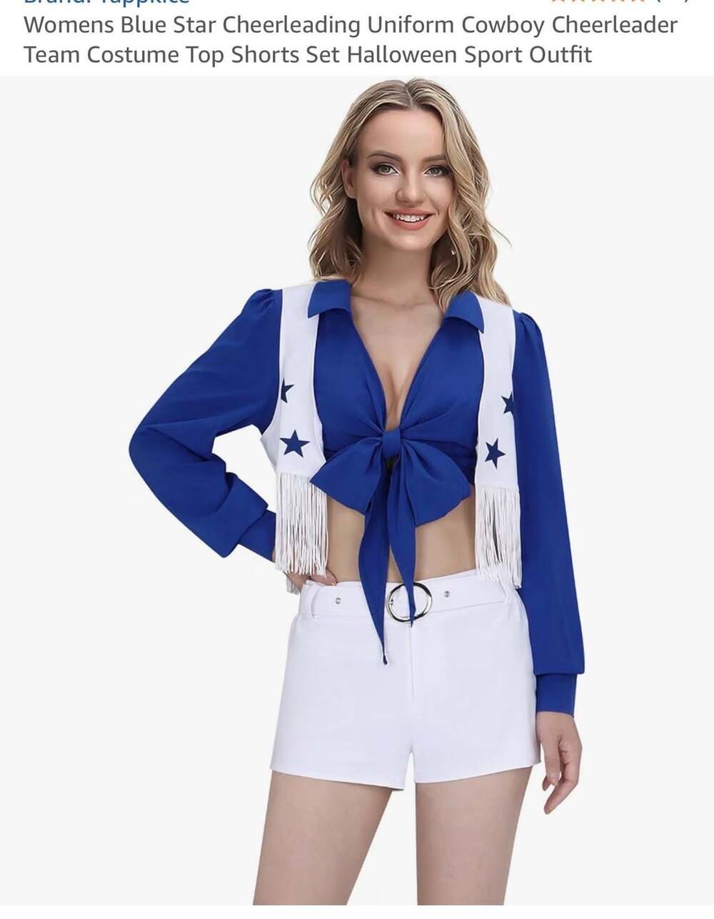 Cowboy Generic Cheerleader Costume Set Size M Blue White Star Vest Top Shorts Ou